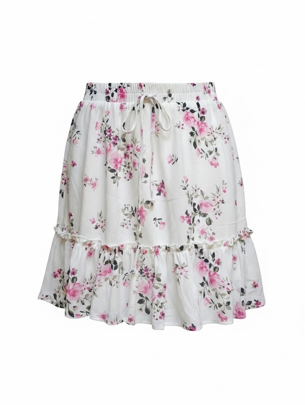 NWT! Francesca's Collections White Flowy Mini Skirt with Pink Floral Print
